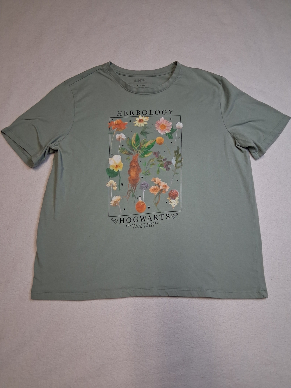 4/20$ Hogwarts Herbology Floral Graphic Tee - Sage Green